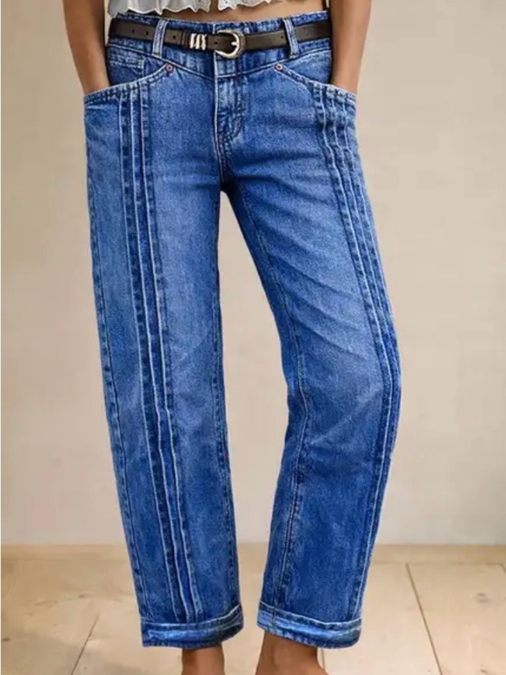 Women's Blue Wide Leg Jeans - Classic High-Rise Flare